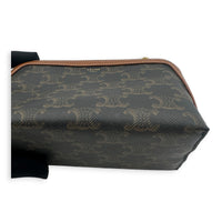 Triomphe Clutch On Chain Brown in Coated Canvas, Gold hardware