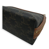Triomphe Clutch On Chain Brown in Coated Canvas, Gold hardware