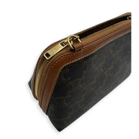 Triomphe Clutch On Chain Brown in Coated Canvas, Gold hardware
