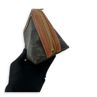 Triomphe Clutch On Chain Brown in Coated Canvas, Gold hardware