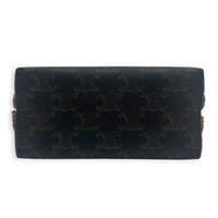 Triomphe Clutch On Chain Brown in Coated Canvas, Gold hardware