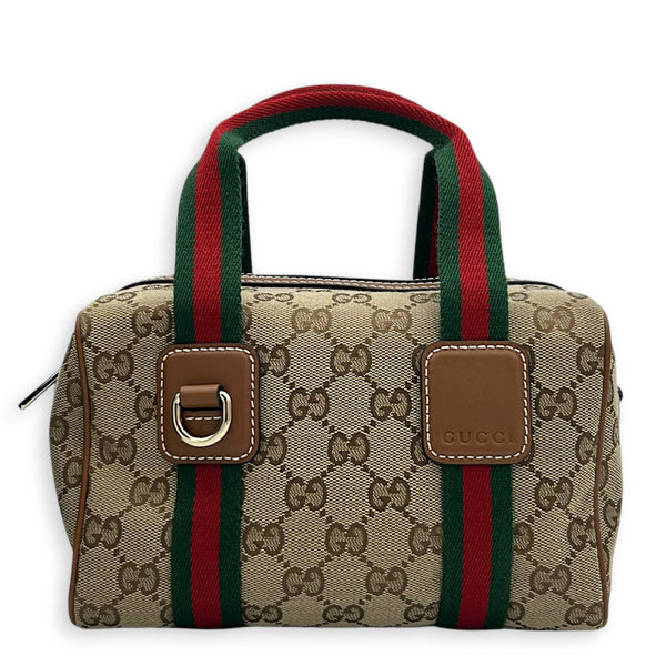 Boston Top Handle Bag Mini Beige, Gold hardware