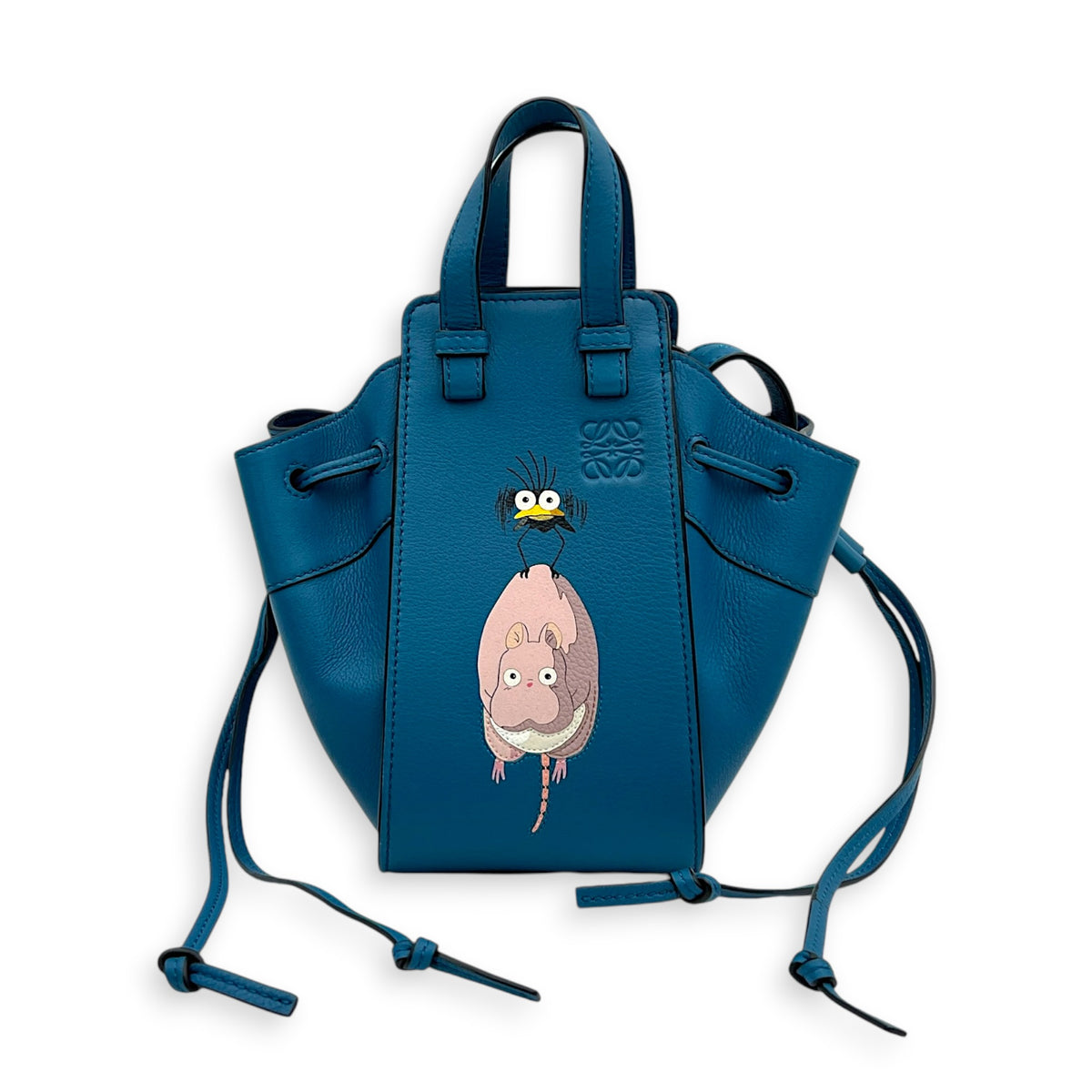 Hammock Top Handle Bag Mini Blue in Calfskin, Silver hardware