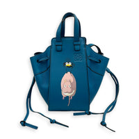 Hammock Top Handle Bag Mini Blue in Calfskin, Silver hardware