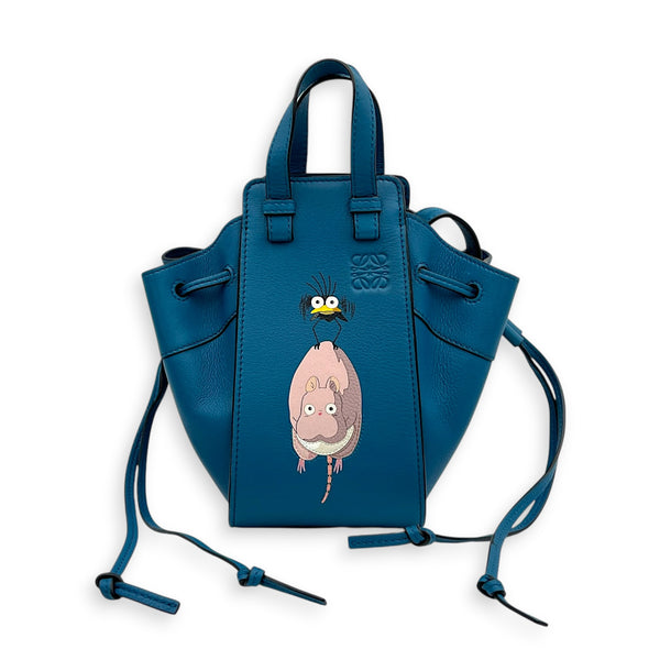 Hammock Top Handle Bag Mini Blue in Calfskin, Silver hardware
