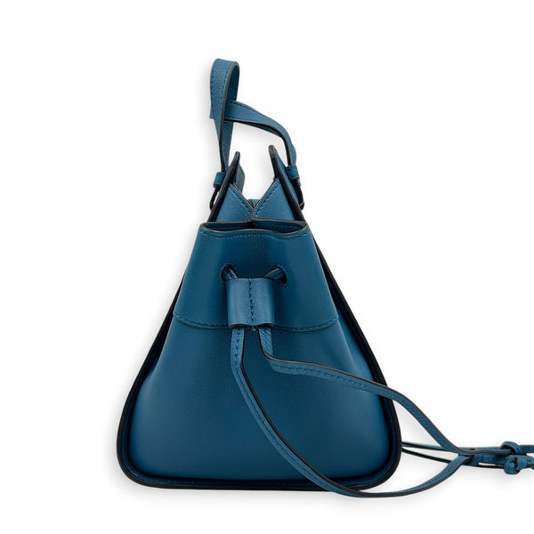 Hammock Top Handle Bag Mini Blue in Calfskin, Silver hardware
