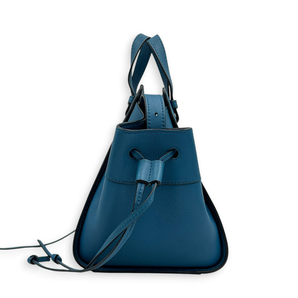 Hammock Top Handle Bag Mini Blue in Calfskin, Silver hardware