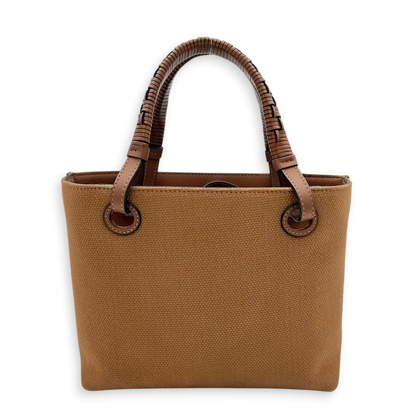 Anagram Tote Bag Brown in Canvas, Gold hardware