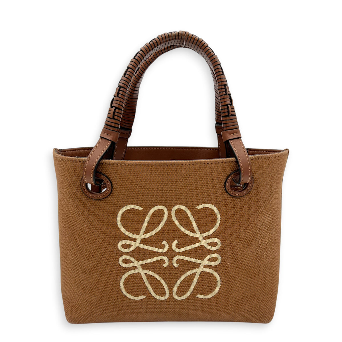 Anagram Tote Bag Brown in Canvas, Gold hardware