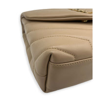 Loulou Shoulder Bag Toy Beige in Calfskin, Gold hardware