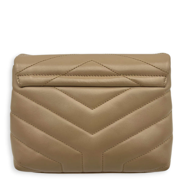 Loulou Shoulder Bag Toy Beige in Calfskin, Gold hardware