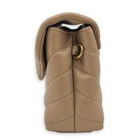 Loulou Shoulder Bag Toy Beige in Calfskin, Gold hardware