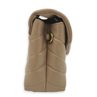 Loulou Shoulder Bag Toy Beige in Calfskin, Gold hardware