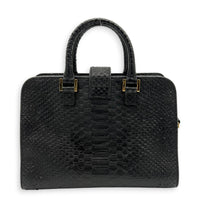 Cabas Top Handle Bag Mini Black in Python Leather, Gold hardware