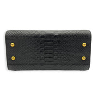 Cabas Top Handle Bag Mini Black in Python Leather, Gold hardware