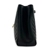 Shopping Black Tote Bag in Calfskin, Gold hardware