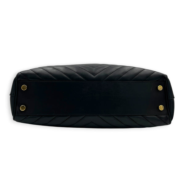 Shopping Black Tote Bag in Calfskin, Gold hardware