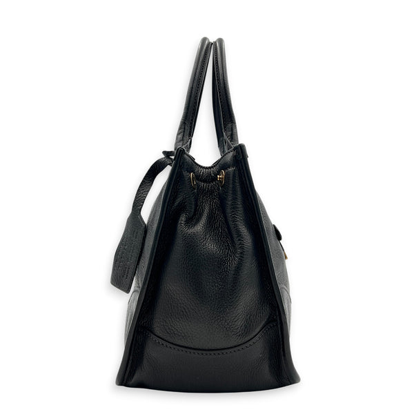Prada tote Top Handle Bag Nero in Calfskin, Gold hardware