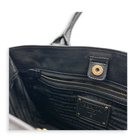 Prada tote Top Handle Bag Nero in Calfskin, Gold hardware