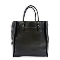 Papier Top Handle Bag Noir in Lambskin, Silver hardware