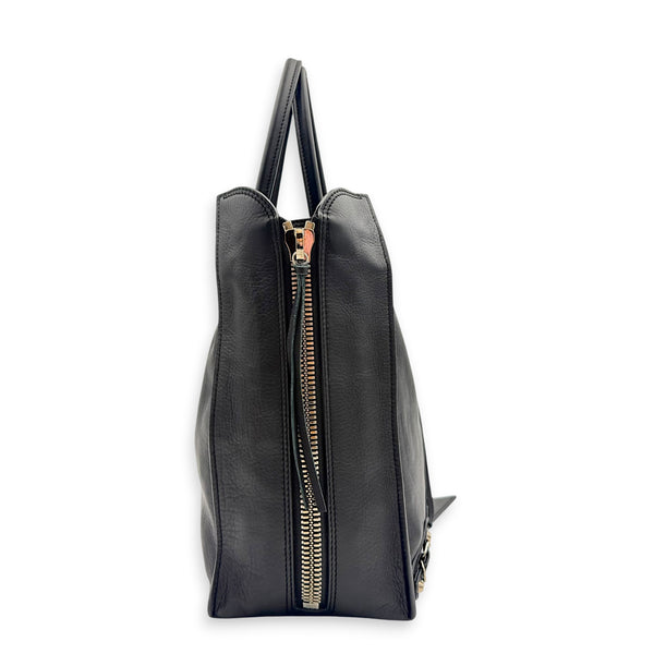 Papier Top Handle Bag Noir in Lambskin, Silver hardware