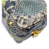 Bauletto Natural Snake Print Cervo Lux Top Handle Bag in Calfskin, Gold hardware