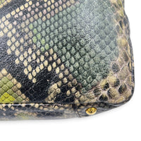 Bauletto Natural Snake Print Cervo Lux Top Handle Bag in Calfskin, Gold hardware