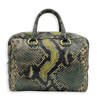Bauletto Natural Snake Print Cervo Lux Top Handle Bag in Calfskin, Gold hardware