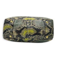 Bauletto Natural Snake Print Cervo Lux Top Handle Bag in Calfskin, Gold hardware