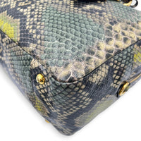 Bauletto Natural Snake Print Cervo Lux Top Handle Bag in Calfskin, Gold hardware