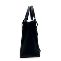 Papier Woven Black Top Handle Bag in Calfskin, Gold hardware