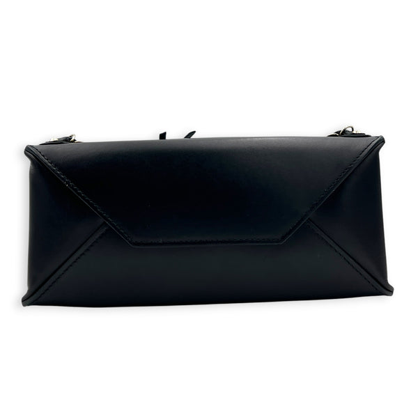 Papier Woven Black Top Handle Bag in Calfskin, Gold hardware