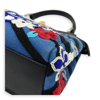 Peekaboo Top Handle Bag Small Blue in Fabric, Gold hardware