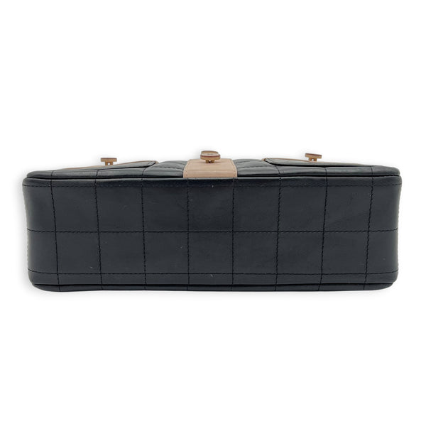 Mademoiselle Jacket Black Shoulder Bag in Calfskin, Gold hardware