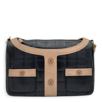 Mademoiselle Jacket Black Shoulder Bag in Calfskin, Gold hardware