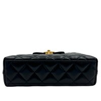 Kelly Mini Black Top Handle Bag in Calfskin, Gold hardware