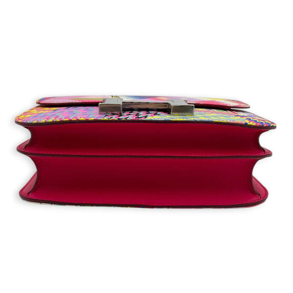 Constance 24 Rose Mexico Swift and Marble Silk Shoulder Bag in Marble Silk, Palladium hardware