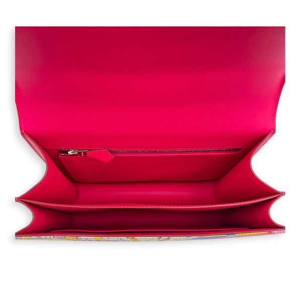 Constance 24 Rose Mexico Swift and Marble Silk Shoulder Bag in Marble Silk, Palladium hardware