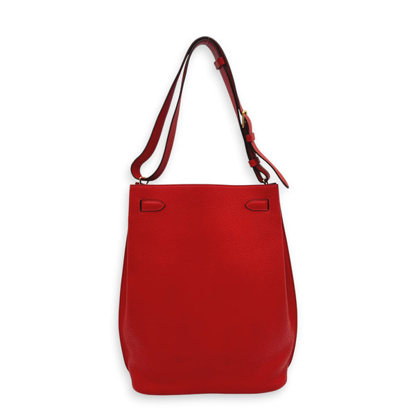 So Kelly 26 Red Shoulder Bag in Togo, Gold hardware