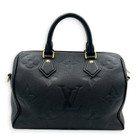 Speedy Bandouliere Top Handle Bag 25 Black in Empreinte Leather, Gold hardware