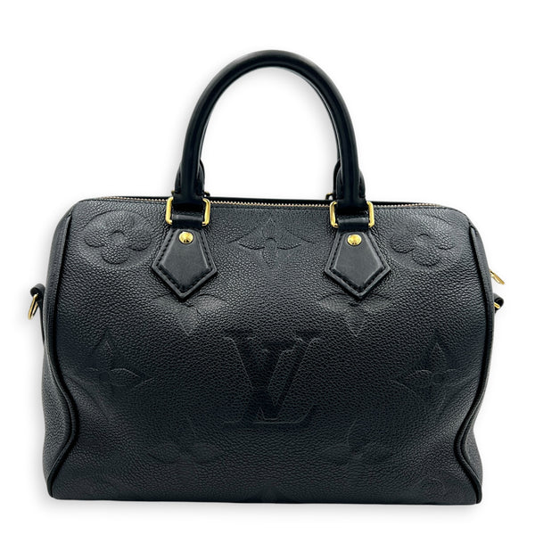 Speedy Bandouliere Top Handle Bag 25 Black in Empreinte Leather, Gold hardware