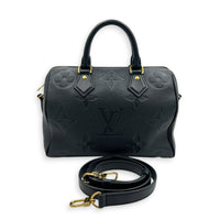 Speedy Bandouliere Top Handle Bag 25 Black in Empreinte Leather, Gold hardware