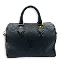 Speedy Bandouliere Top Handle Bag 25 Black in Empreinte Leather, Gold hardware