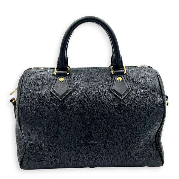 Speedy Bandouliere Top Handle Bag 25 Black in Empreinte Leather, Gold hardware