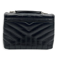 Loulou Shoulder Bag Black in Calfskin, Silver hardware