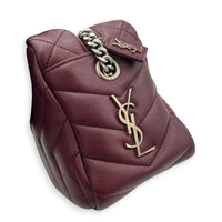 Loulou Red Camera Bag in Calfskin, Silver hardware