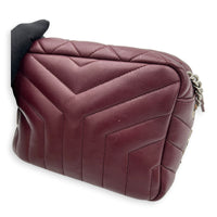 Loulou Red Camera Bag in Calfskin, Silver hardware