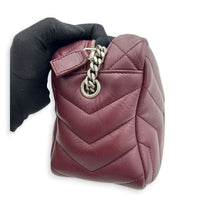 Loulou Red Camera Bag in Calfskin, Silver hardware