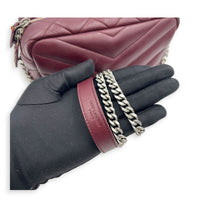 Loulou Red Camera Bag in Calfskin, Silver hardware