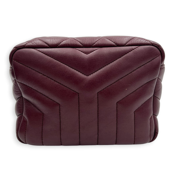 Loulou Red Camera Bag in Calfskin, Silver hardware